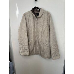 Weather Tamer womens Tan Jacket 2x quilted collared zipper pockets polyester
